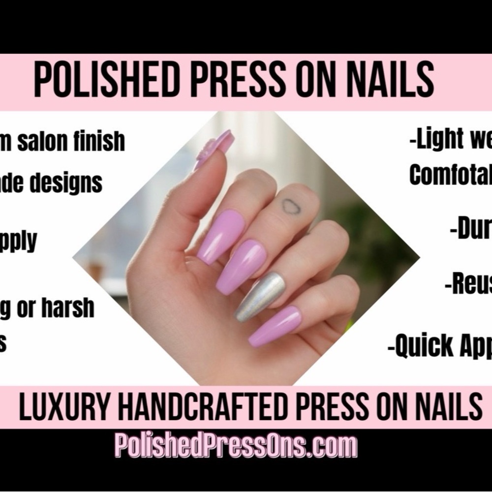 Glossy Red paisley Press-On Nails - At-Home premium instant gel Manicure coffin - Picture 8 of 8